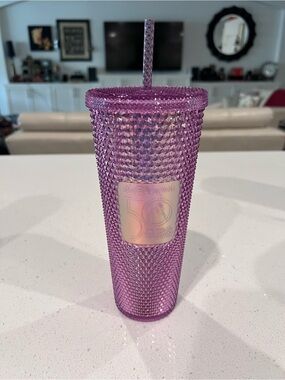Disney iridescent pink/purple Studded 50th Anniversary Starbucks tumb with straw